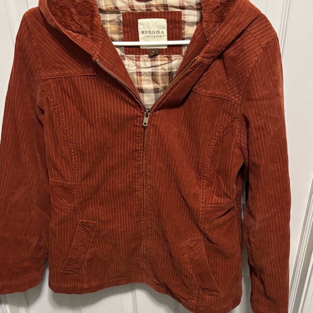 Sonoma Rust Corduroy Jacket with Plaid Lining